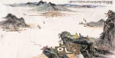 萧平 戊寅（1998年）作 一望大江开 镜心 68×137.5cm